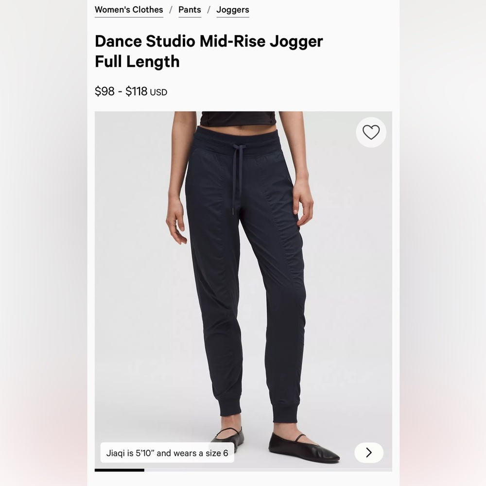 lululemon athletica Navy Dance Studio mid-rise full length Jogger